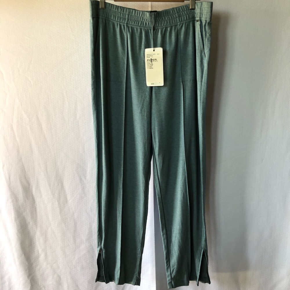 New W/ Tags St. John Women Pants Astor Melange Green Size L large Elastic Waist.